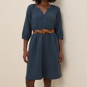 Pact Black Plus-Size Coastal Double Gauze Organic Cotton Sleeve Dress Sz XXXL